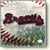 A pixelated static image shows a dark red baseball bat resting on green grass with white lines, against a light background.