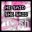 25 identical pixelated icons with pink and white marbled background, each displaying 'HE SAID SHE SAID trash' text in black block letters