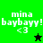Four display 'mina baybayy! <3' text with a star symbol changing color between black and green on green and black backgrounds