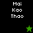 Pixelated text 'Mai Kao Thao' appears in white on black and green backgrounds with a green star and black star icon below.