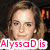 A four- displays Emma Watson with text overlays: 'AlyssaD is' in red, 'Emma Watson's' in purple, and '#1 fan!' in green