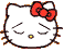 Pixelated white cat face with red bow, closed eyes, and small yellow nose; three variations show mouth positions including open mouth with tongue.