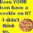Yellow background with pixelated text and a brown circular object resembling a cookie with chocolate chips.