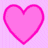 A pixelated heart shape with a bright pink outline and lighter pink fill against a pale pink background.
