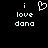 Black background with white pixelated text 'i love dona' and a heart symbol above 'i' on the left side, mirrored on the right side.