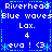 Blue background with repeated white text and green decorative elements in a pattern