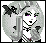 Pixelated character with gray hair and purple eyes holding a sword, next to text reading 'Shadow Godess' in four