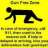 Pixelated figure in dark blue crouching pose on bright yellow background with horizontal brown text bars above and below