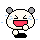 Pixelated cartoon character with gray ears, white face, and black limbs displays crying expression with blue tears and red mouth