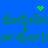 A blue background displays green pixelated text with animated green heart and star-like particle effects above the top of text
