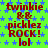 Green background with blue star pattern, red text "twinkie" and "picklez ROCK!" repeated in with "&" symbols between lines