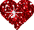 Three red heart-shaped icons with white sparkles arranged in a 2x2 contact sheet layout on gray background, each showing different animation frames of the same design.