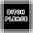 A 4x4 contact sheet of 16 animated frames showing a black square with white pixelated text "BITCH PLEASE" and subtle variations in the lettering across frames.