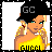 Pixel art of a female character in yellow top and black skirt with 'GC' cap, displayed in four showing full body, upper body, lower body, and text