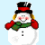 A 5-frame animated contact sheet of a cartoon snowman with red gloves, green scarf, and black top hat against a light blue background.