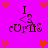 Pixelated icon with pink background, red hearts at corners and center, black text "I <3 eUyHs" in four quadrants.