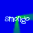 A blue background features four instances of the word "smongo" in white pixelated text, each positioned at a corner with green vertical and horizontal lines connecting them into an arch shape.