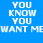 Blue background with white pixelated text repeating 'YOU KNOW YOU WANT ME' across two , some letters partially obscured by cyan rectangular overlays
