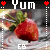 Animated strawberry icon with 'Yum' text and 'EB' label, showing color variations in text and background elements across frames.