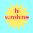Yellow sunburst icon with red text 'hi sunshine' on light blue background, four identical static frames shown in