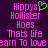 Pixelated text in pink and green on dark purple background, with green heart symbol replacing 'y' in 'Hippys' on left side.