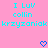 Pixelated cyan text on pink background with two blue heart icons at bottom, displaying 'I LUV collin krzyzoniak' repeated in