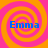 Four identical spiral patterns in pink and orange with blue text reading "Emma" at the center of each.