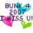 Pixelated text and heart shapes in purple, cyan, pink, and green on white background.
