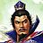 Pixelated static icon of a historical figure with topknot hairstyle wearing traditional robes and crown-like headpiece against light background.