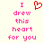 Pixelated text in pink and red on a light background, with one version showing a heart symbol replacing the word 'heart'.