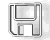 A grayscale animation of a floppy disk icon rotating through multiple angles, showing front, side, and partial views with varying shading.