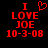 Red pixelated text on black background reads "I LOVE JOE 10-3-08" with a heart symbol replacing the 'O' in LOVE, displayed side-by-side.
