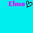Cyan background with pink 'Elmo' text and a black pixelated heart symbol between two instances of the name.