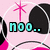 Pixelated pink background with black circular shapes and white outlines, featuring text changes across frames.