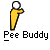 Yellow stick figure with white head holds a white sphere, emitting a yellow arc that changes shape across frames.