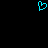 A cyan pixelated heart shape on a black background, with no visible animation changes.