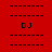 Red background with black dashed lines and "DJ" text in white and red sections.