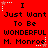 Red background with black text reading "I Just Want To Be WONDERFUL M. Monroe" repeated in a , surrounded by white and pink star-shaped pixel decorations
