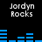 Pixelated text 'Jordyn Rocks' appears in white on black background with blue audio waveforms above and below.