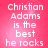 Pixelated text on a pink background reads 'Christian Adams is the best he rocks' in white block letters.