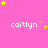 A pink background with repeated white text 'caitlyn' and scattered yellow and light pink stars in a