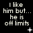 Black background with white pixelated text reading "I like him but... he is off limits" in three , featuring animated symbols that change across observations