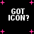 Black background with pink plus signs and white text reading 'GOT ICON?' in four quadrants.