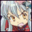 A pixelated anime-style character with silver hair and brown eyes in a red outfit, next to stylized text reading "Anime IM" and "com" on a black background.