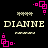 Pixelated text "DIANNE" appears in four quadrants with pink square animations on a black background, each quadrant showing identical static elements.