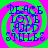 Four identical display blue text on a green and pink spiral background with no visible animation changes