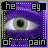 identical purple-eyed icons with text 'the eye of pain' below each eye, showing minor pixel variations across frames