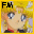 Pixelated anime-style character with blonde hair and blue eyes, wearing red collar over dark clothing, displayed in a of