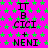 A static image with a bright pink background covered in green star shapes, displaying repeated text elements arranged vertically.