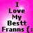 A static image with pink gradient background displaying black text reading "I Love My Bestt Franns (:" in four identical quadrants.